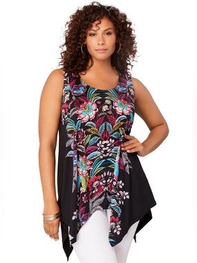 Roaman’s Plus Size Handkerchief Hem Tunic Tank Top 2X